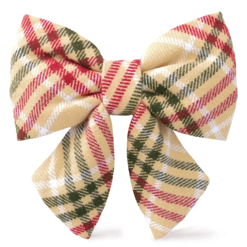 Eggnog Plaid Flannel Lady Dog Bow