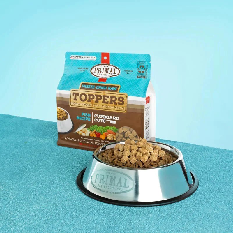    - Cat food for dental health  Freeze-Dried Raw Toppers Dog/Cat Cupboard Cuts Fish - CLEARANCE - Primal